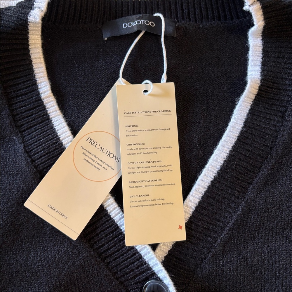 NWT Black Cardigan with White Accents - Picture 2 of 6